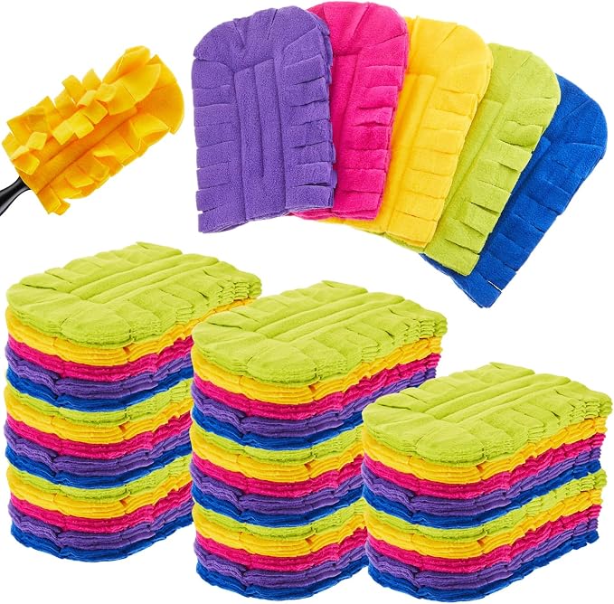 Zubebe 50 Pcs Reusable Duster Refills Fleece, Dark Color | Soft Polyester Fiber by Zubebe