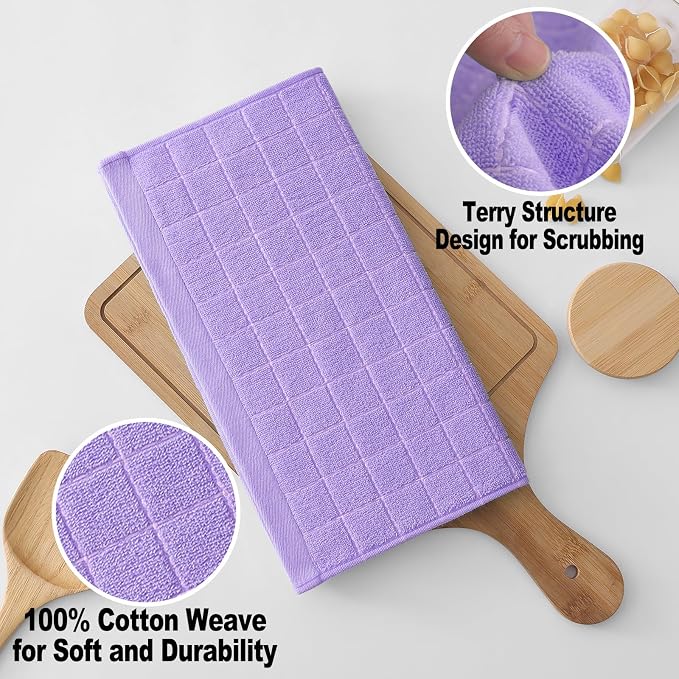 Homaxy 100% Cotton Terry Kitchen Dish Cloths, 6 Pack - Image 2