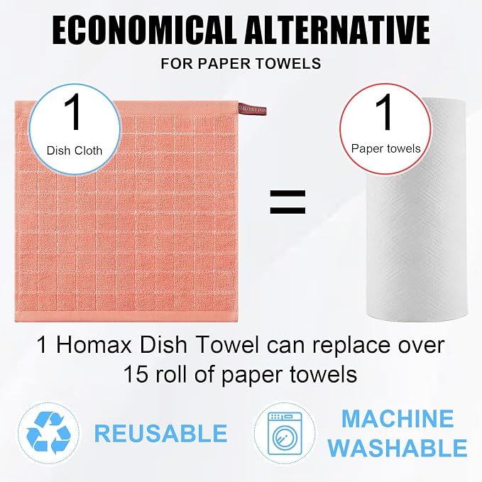 Homaxy 100% Cotton Terry Kitchen Dish Cloths, 12 Pack - Image 7