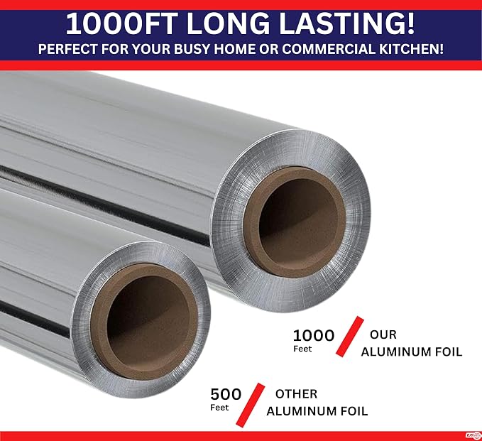 Standard Premium Aluminum Foil | 12”x1000 Feet Long | Industrial Size and - Image 2