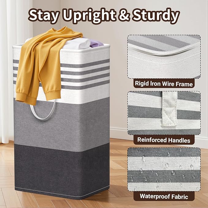 WOWBOX 2 Pack Laundry Baskets, Collapsible Dirty Clothes Laundry Hampers - Image 3