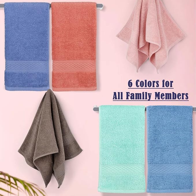 Cleanbear Hand Towels 6-Pack, Soft Cotton Hand Towels, 6 Colors, 13” x 13” | - Image 4