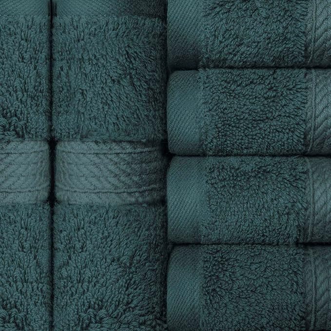 Superior Egyptian Cotton Plush & Absorbent, Face Towel Set of 6, Teal | Quick - Image 4