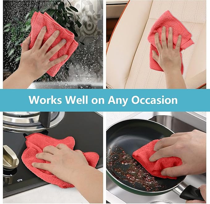 HOMEXCEL 100PK Microfiber Cleaning Cloth, Cleaning Rag - Image 5