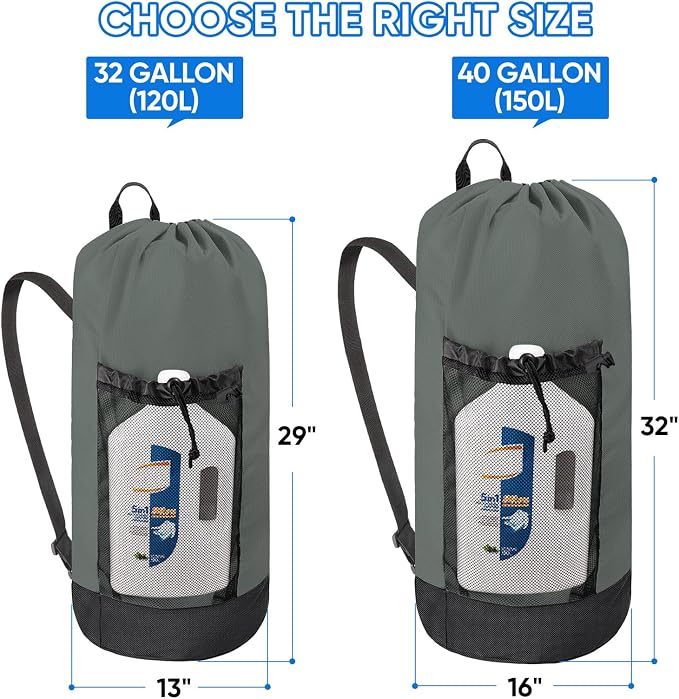 BALEINE 150L Laundry Bag Backpack, 900D Oxford Fabric Large Travel Laundry Bags - Image 3