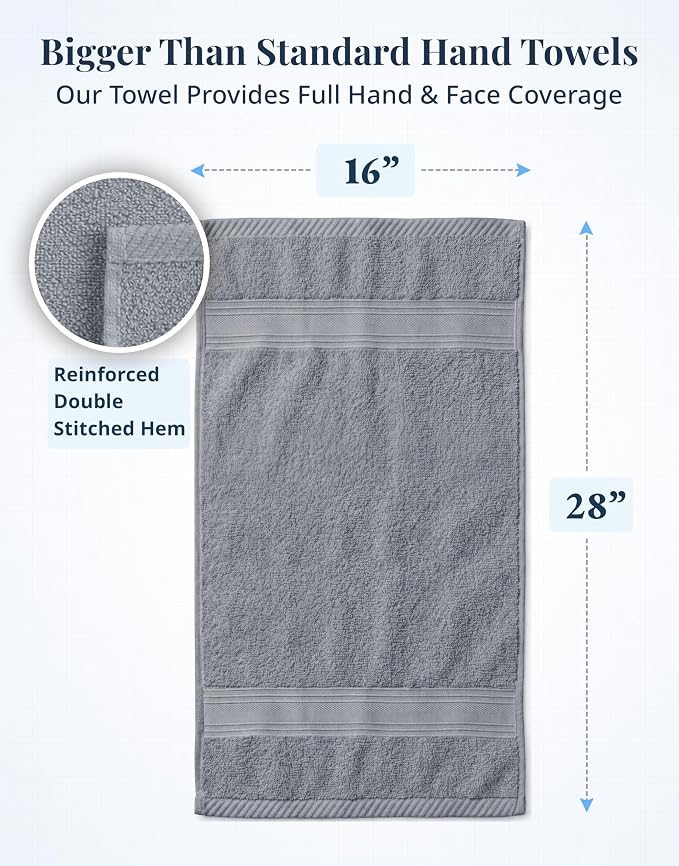 LANE LINEN Bath Hand Towels 100% Cotton 6 Pack 16x28 - Image 3