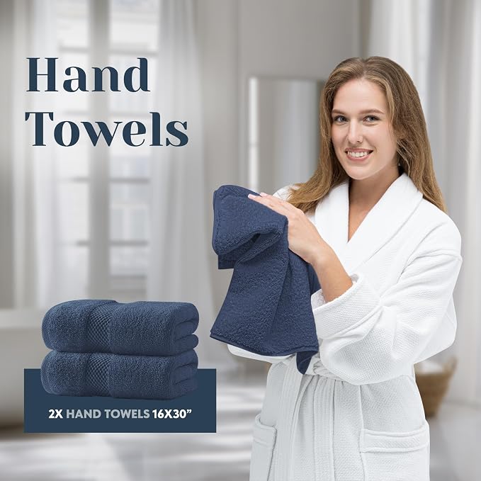 White Classic Luxury Bath Towel Set of 8 Pieces - Image 6