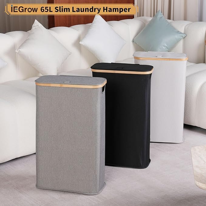 65L Slim Laundry Hamper, Narrow Laundry Basket - Image 5