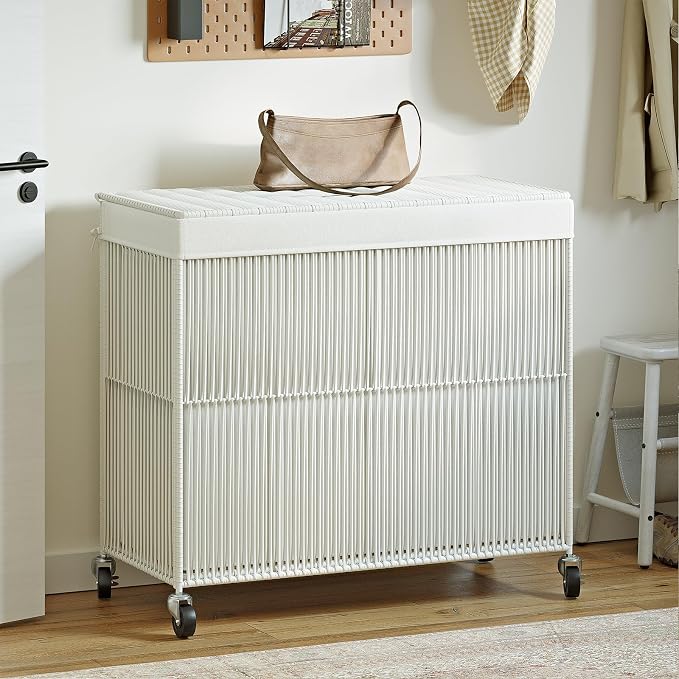 WOWLIVE Laundry Basket 3 Section, Handwoven Laundry Hamper - Image 3