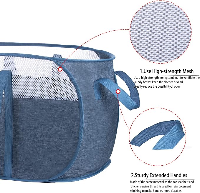 Pop Up Laundry Hamper，with Durable Handles collapsible laundry basket，Easy to - Image 5