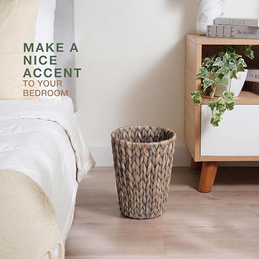 84ECO 2-Pack Small Grey Wicker Trash Cans - Image 3