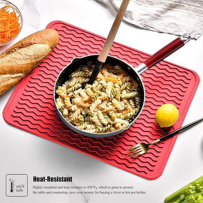 Silicone Dish Drying Mat, Non-Slip Easy Clean Sink Mat, Large Heat-resistant - Image 6