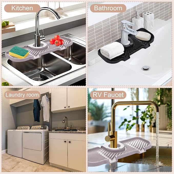 Teenyyou 2 Pcs Silicone Faucet Splash Guard 10.6 ” x 4.3” Kitchen Sink Splash - Image 6