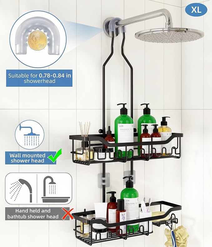 Shower Caddy Hanging Organizer, Extra Large Rack Over Showerhead - Image 4