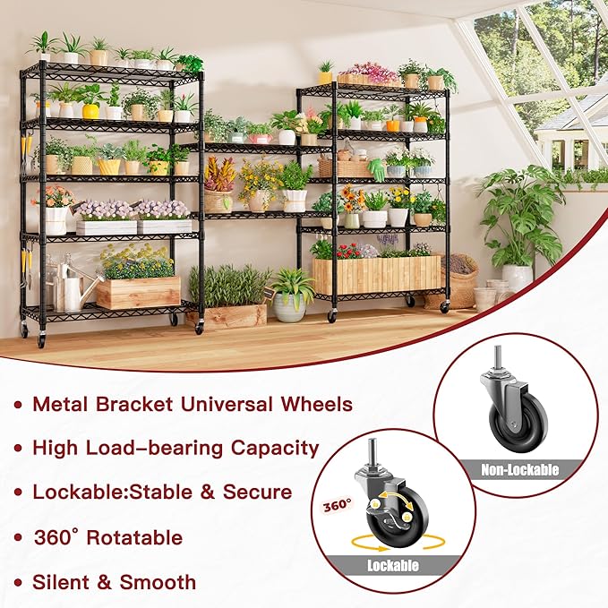PrimeZone 6 Tier Wire Shelving with Wheels 78''H 1500lbs Storage Shelves NSF Certified Heavy Duty Steel Metal Shelf Adjustable Rolling Rack Kitchen Garage Closet Pantry Laundry 78''HX36''WX18''D