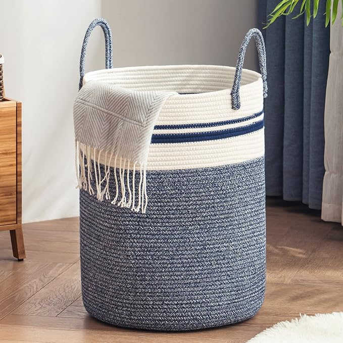 YOUDENOVA Cotton Rope Laundry Hamper Basket, 72L Blanket Basket by YOUDENOVA
