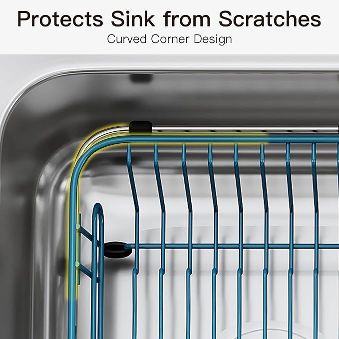 JASIWAY Blue Dish Drying Rack in Sink - Image 8