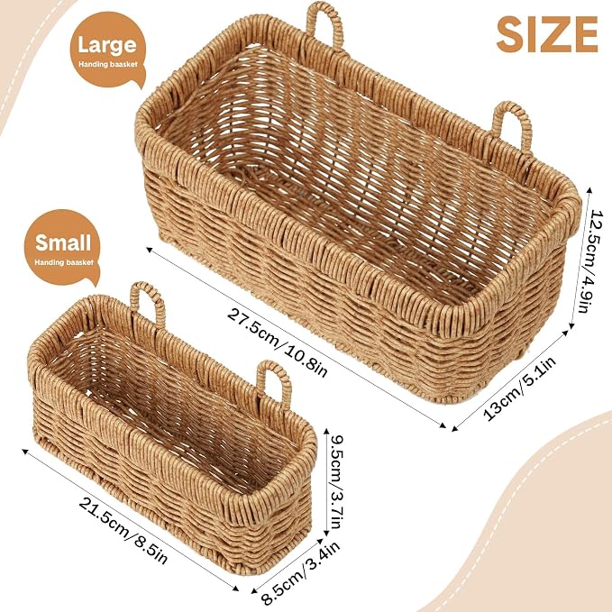 Tioncy 2 Pcs Woven Hanging Wall Baskets - Image 2