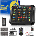 Auxpower 12 Gang Switch Panel Wireless B412 RGB Switch Panel with Remote Control Toggle Momentary Pulsed Function Automatic Dimmable Multifunction Switches for Truck Car Marine Offroad
