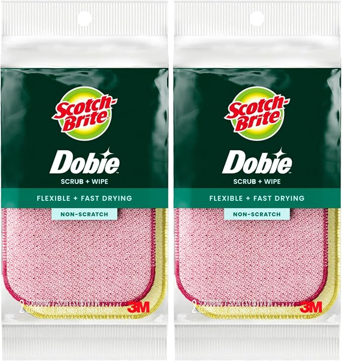 Scotch-Brite Dobie Sponge Cloths | Scrub & Wipe | Non-Scratch | Absorbent | 2 by Unknown