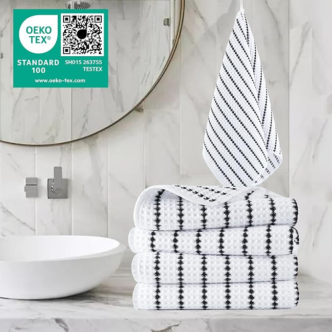 POLYTE 430 GSM Poly Blend Microfiber Quick Dry Waffle Hand Towel, 16x30 in | 4 - Image 2