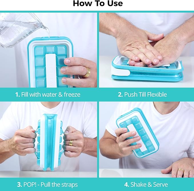 ICEBREAKER POP 2.0 2024: Make And Serve Ice Without Ever Touching The Ice | The Sanitary Silicone Ice Cube Tray for Freezer | Patented Ice Trays for Freezer | This Ice Cube Maker Makes 18 Cubes