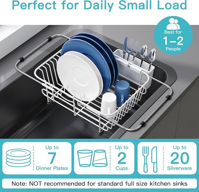 JASIWAY White Dish Drying Rack in Sink - Image 5