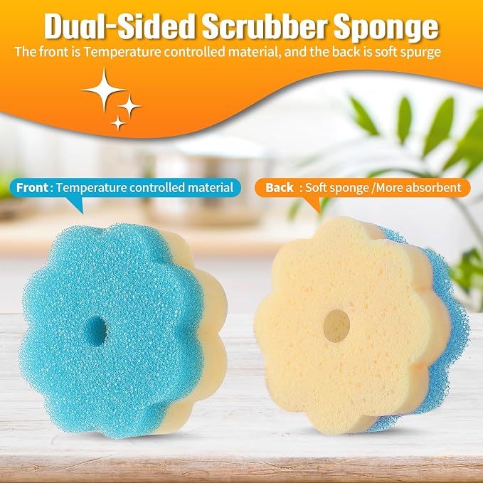12 Count Scrub Sponges for Dishes, Dual-Sided Temperature-Responsive Scrubber - Image 3