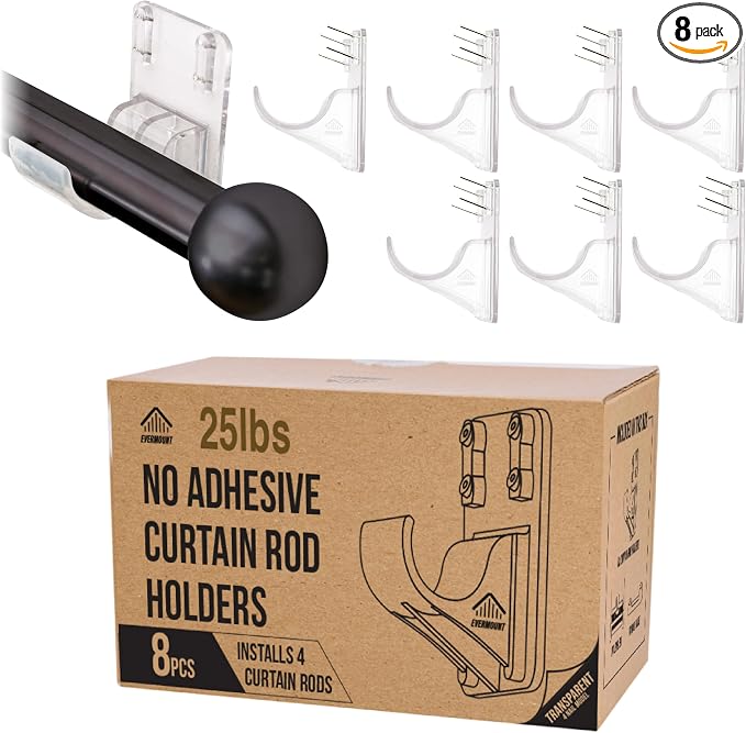 No Adhesive Heavy Duty Curtain Rod Holders by Unknown