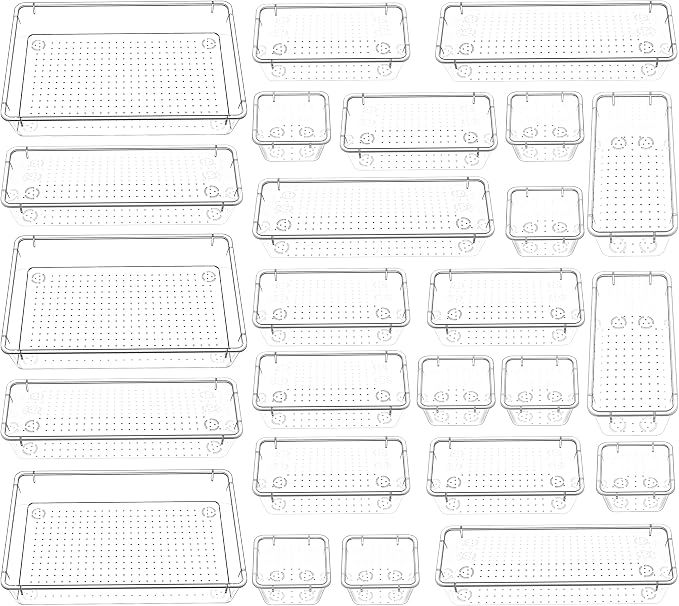 KICHLY 25-Piece Clear Drawer Organizer Set – Multi-Size Storage Trays | Bathroom - Image 4