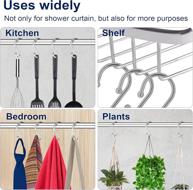 Gidse Metal Shower Curtain Hooks, Rust Proof Shower Curtain Hooks Rings - Image 6