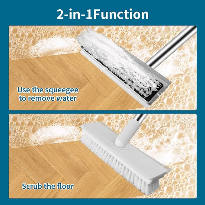 Floor Scrub Brush with 51-Inch Long Handle, 2 in 1 Floor Scrubber | 360° - Image 3