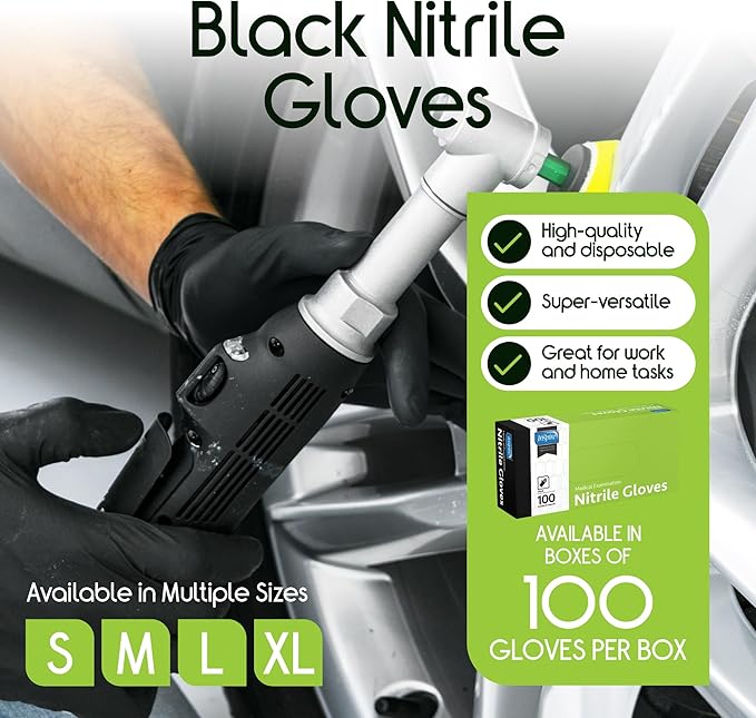 Inspire Black Nitrile Disposable Gloves | 4.5 Nitrile Disposable Safety Medical - Image 2