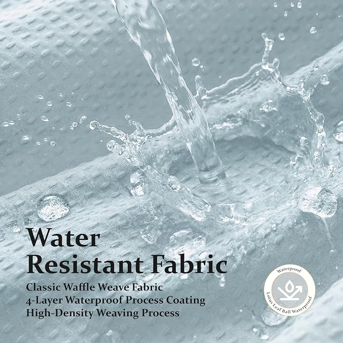 Dynamene Long Waffle Shower Curtain 256 GSM Heavy Fabric 72x78 Fog Blue - Image 8