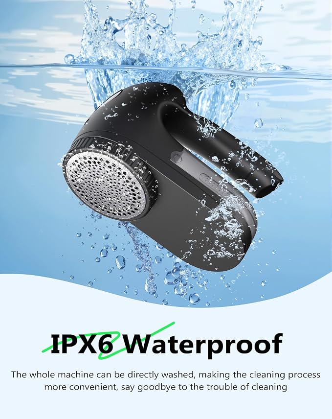 PKBD IPX6 Waterproof Washable Electric Fabric Shaver and Lint Remover, - Image 2