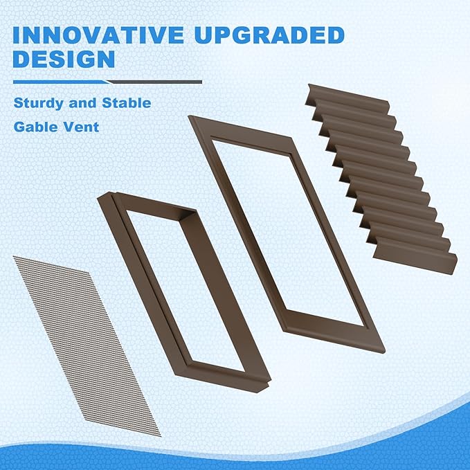 8"x8" Shed Vent with Screen – Aluminum Gable Vent for Sheds, Attics, and Walls – Exterior Louvered Vent with 6"x6" Vent Opening, Prevents Condensation Design Brown