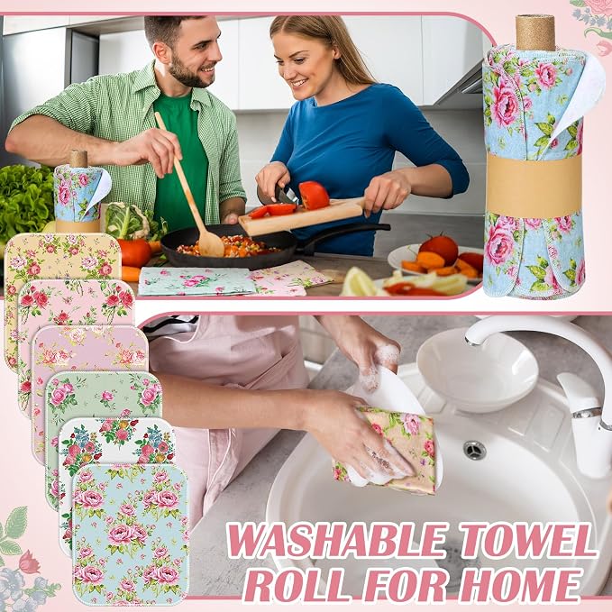 Reusable Kitchen Cloths Cotton Towel, 36 Pack, Countryside Flowers - Image 6