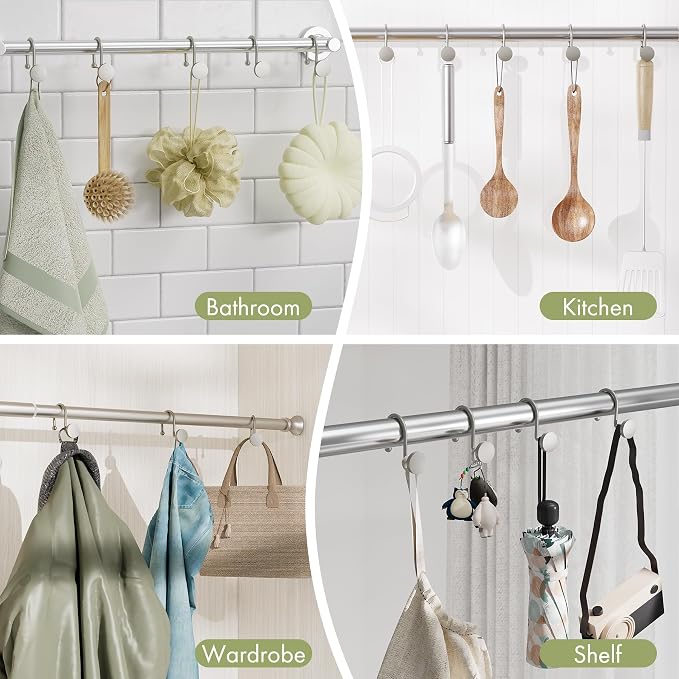 AmazerBath Shower Curtain Hooks, Shower Curtain Rings, Heavy Duty Modern - Image 7