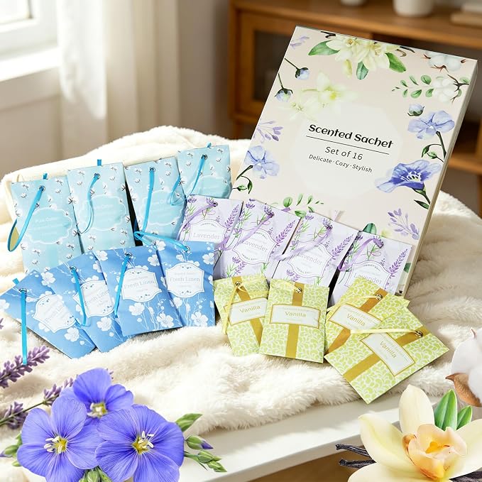 STRN Scented Sachets for Drawer and Closet, 16 Packs 4 Scents Long-Lasting - Image 8