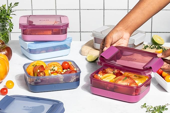 Ello 3.7 Cup Plastic Meal Prep Containers, 5 Pack, Elderberry | Set of 5 - Image 2