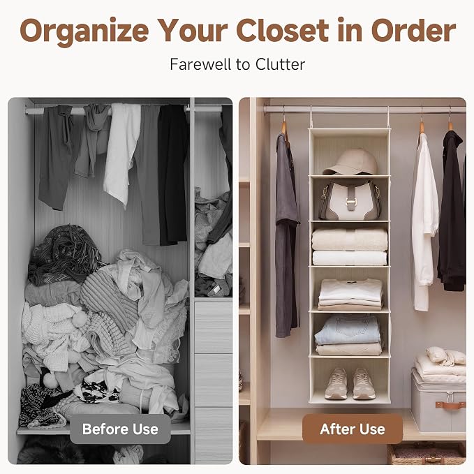 StorageWorks 6-Shelf Hanging Closet Organizer, Hanging Shelves - Image 6