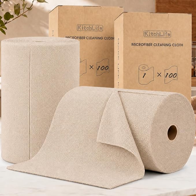 KitchLife Microfiber Cleaning Cloth Roll, 200 Pack by OverDoorHooksKitchenSupplies