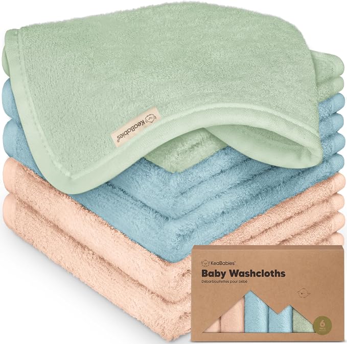 6-Pack Baby Washcloths, Soft Absorbent Washcloths by KeaBabies