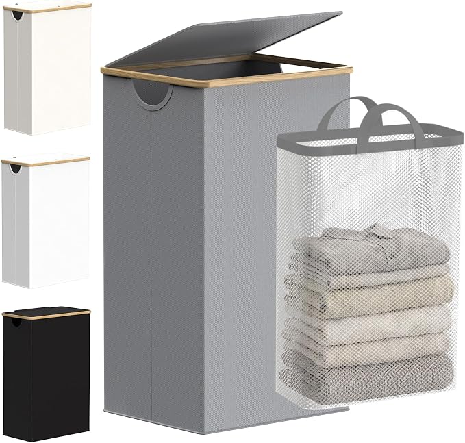 efluky Laundry Basket with Lid and Removable Bag, 100L Tall Laundry Hamper with by efluky