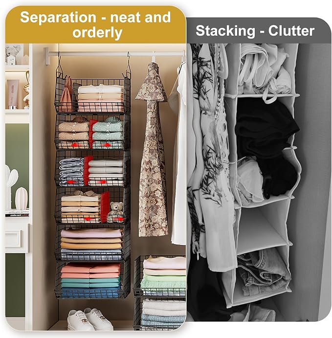 Jautokerdar 6 Tier Extra Large Hanging Storage Organizer, Hanging Closet Shelves - Image 6