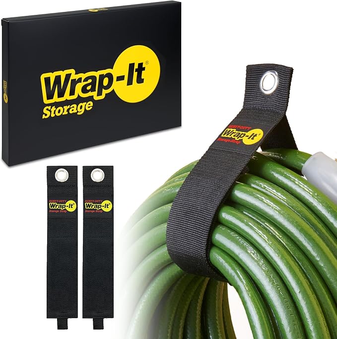 Heavy-Duty Wrap-It Storage Straps, 28-inch | Hook and Loop Garden Hose Hanger by Wrap-ItStorage