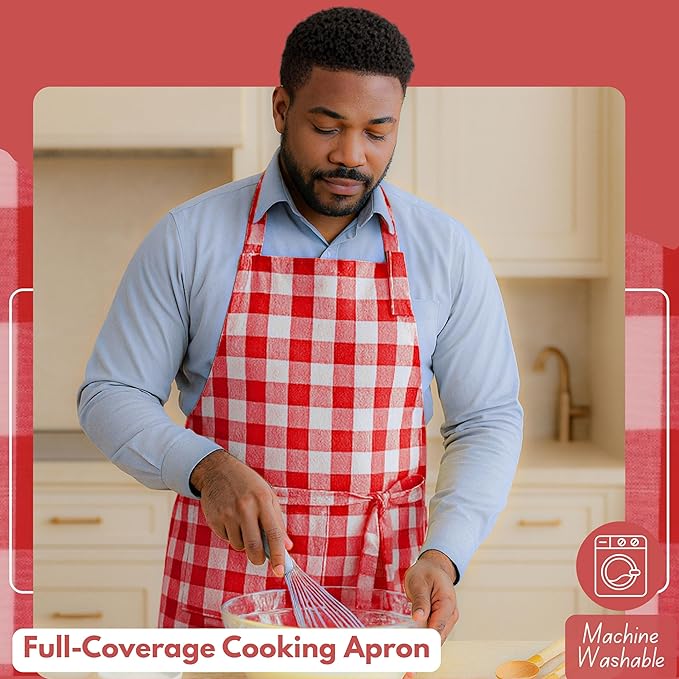 Native Fab Kitchen Apron 2 Pack - 100% Cotton Adjustable, Durable Apron with Pockets, Perfect for Cooking, Baking, Grilling