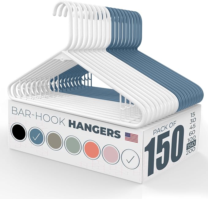 Plastic Hangers 100+ Pack – Made in the USA – 6lb Capacity Standard Clothes by NeatiesHangers