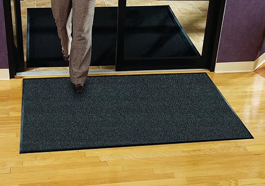 Guardian Platinum Series Indoor Wiper Floor Mat, Rubber with Nylon Carpet, 3'x18', Grey