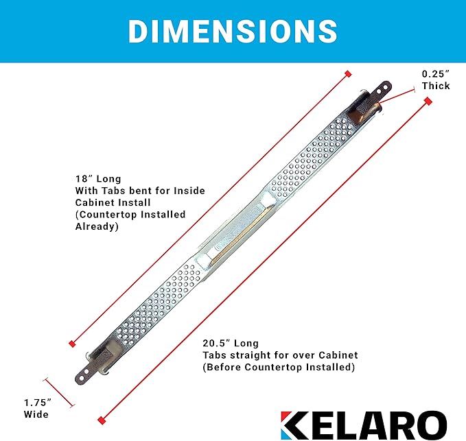 Kelaro Compact 18" EZ Dishwasher Mounting Bracket Kit for Granite and Quartz Countertops